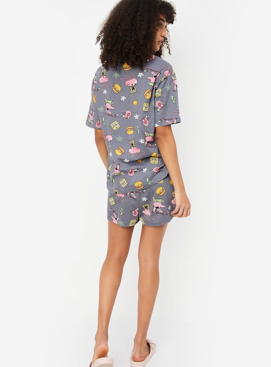 Women SpongeBob Print Shorts Set