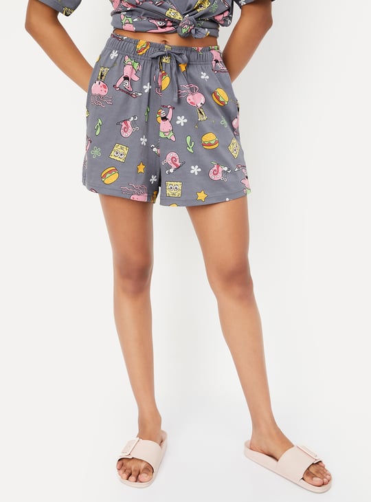 Women SpongeBob Print Shorts Set