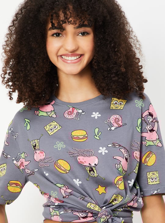 Women SpongeBob Print Shorts Set