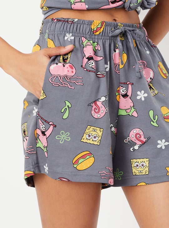 Women SpongeBob Print Shorts Set