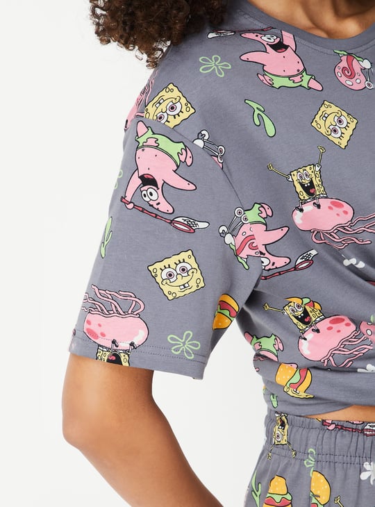 Women SpongeBob Print Shorts Set
