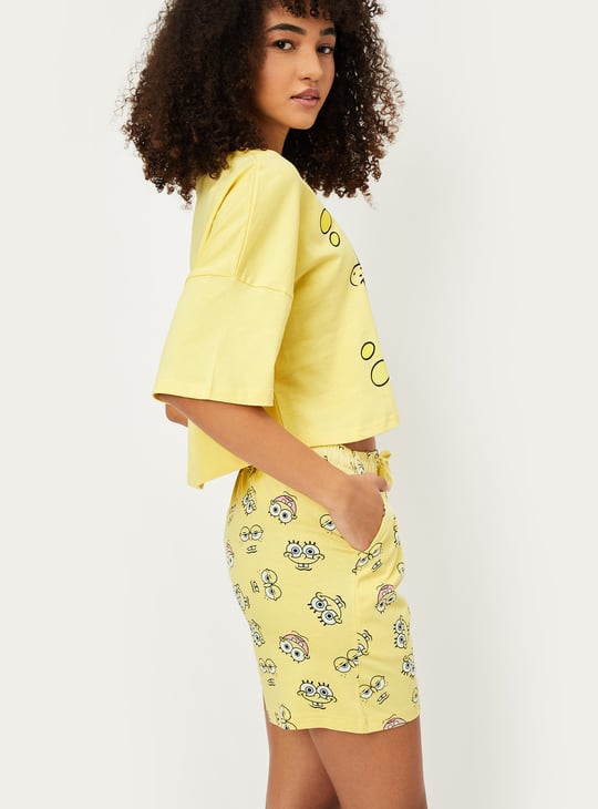 Women SpongeBob Print Shorts Set