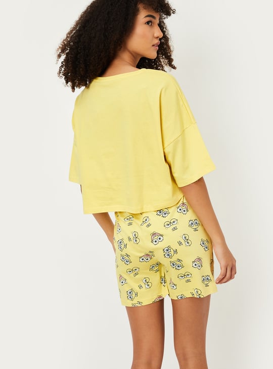 Women SpongeBob Print Shorts Set