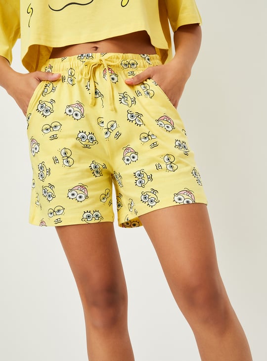 Women SpongeBob Print Shorts Set