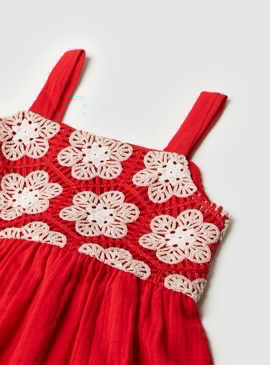 Girls Crochet Embroidered Fit and Flare Dress