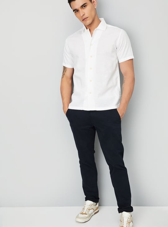 Men Solid Slim Fit Linen Shirt