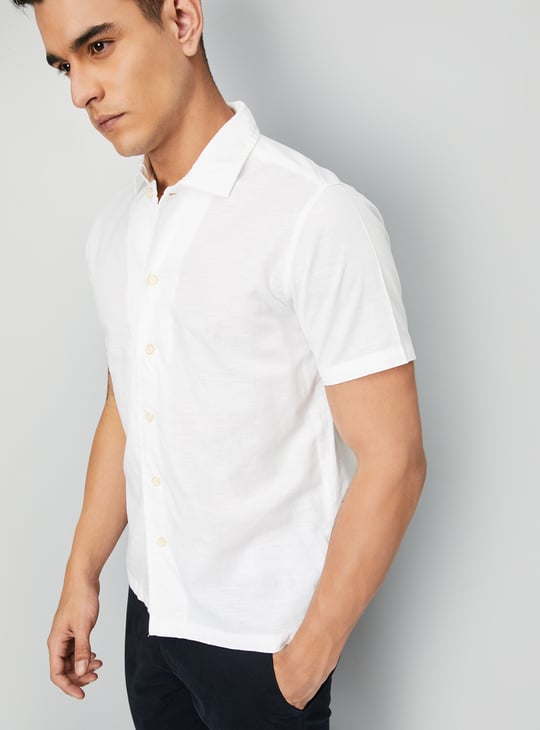 Men Solid Slim Fit Linen Shirt