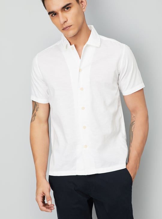 Men Solid Slim Fit Linen Shirt