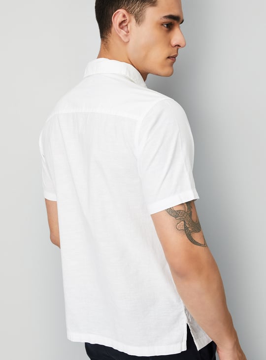Men Solid Slim Fit Linen Shirt