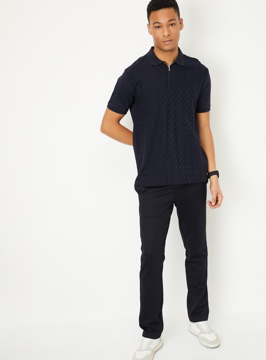 Men Textured Regular Fit Polo T-shirt