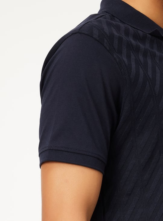 Men Textured Regular Fit Polo T-shirt