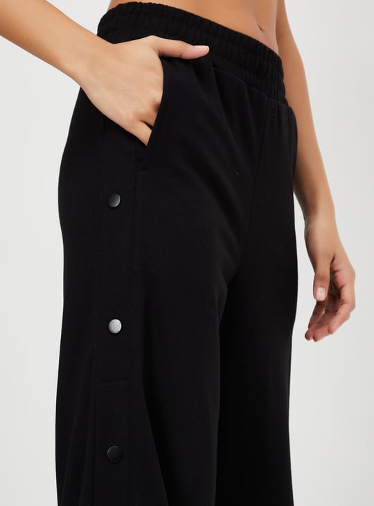 Women Solid Athleisure Wide Leg Track Pants