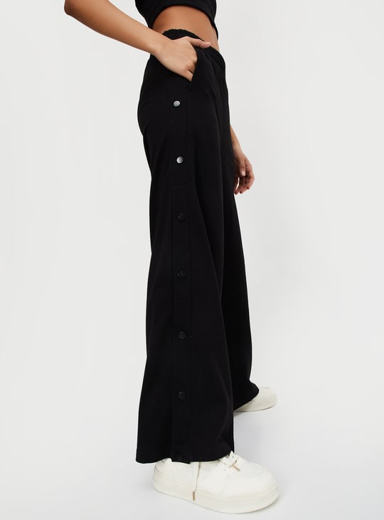 Women Solid Athleisure Wide Leg Track Pants