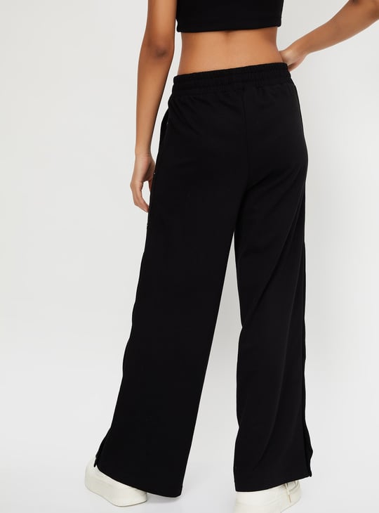Women Solid Athleisure Wide Leg Track Pants