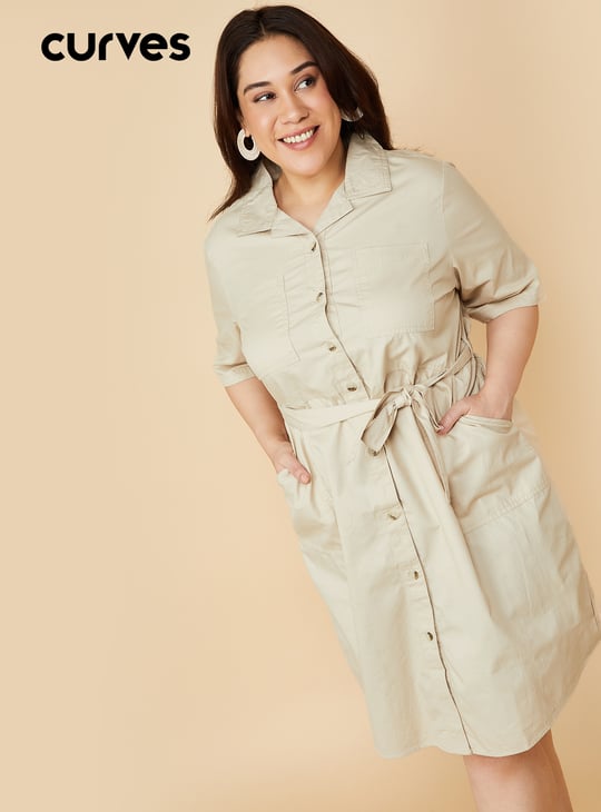 Women Solid Shirt Dress