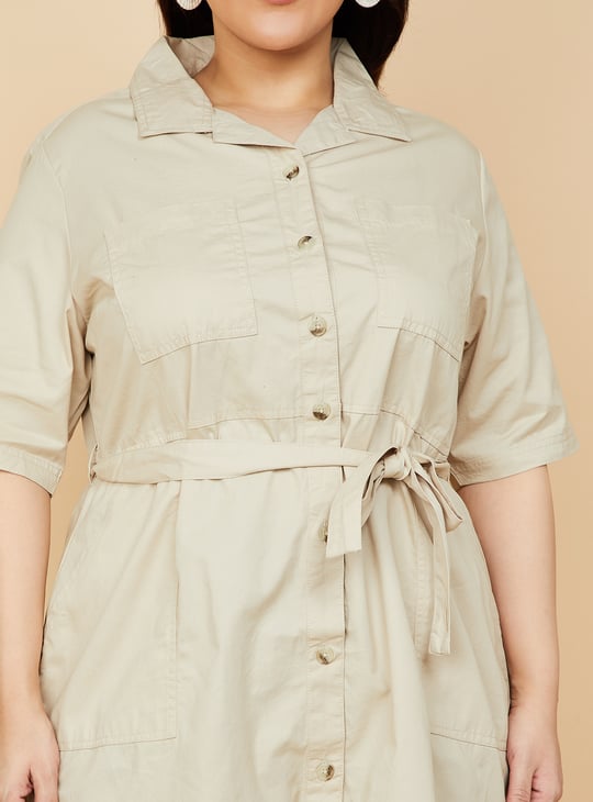 Women Solid Shirt Dress