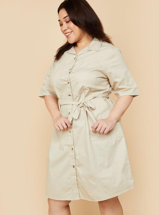 Women Solid Shirt Dress
