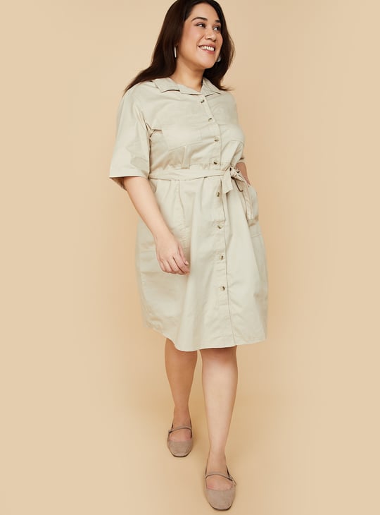 Women Solid Shirt Dress