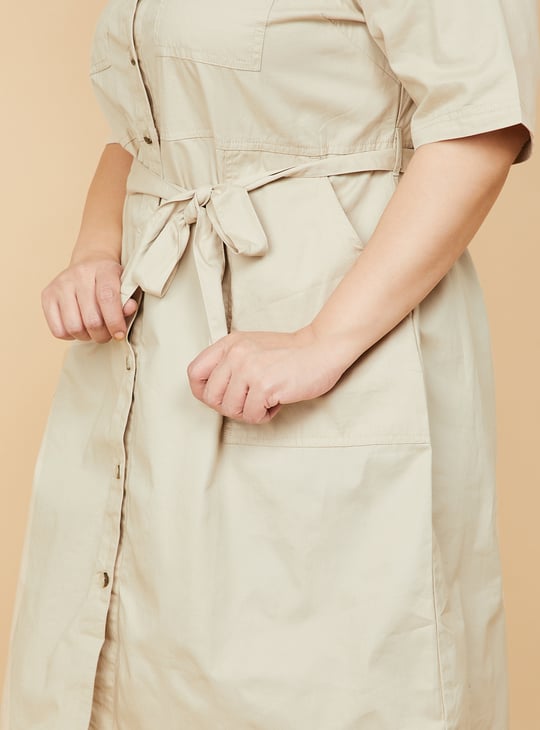 Women Solid Shirt Dress