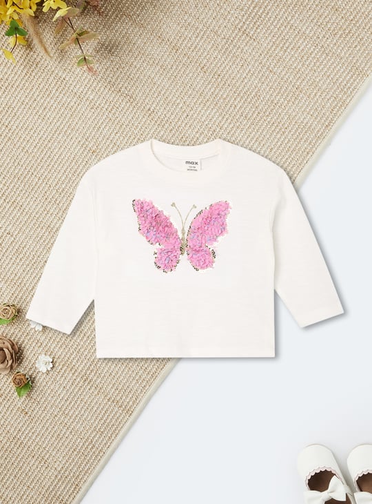 Girls Butterfly Embellished Top