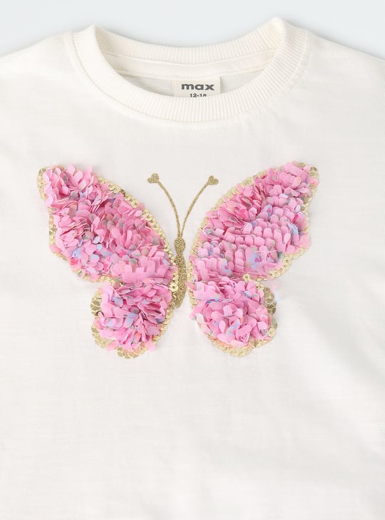 Girls Butterfly Embellished Top