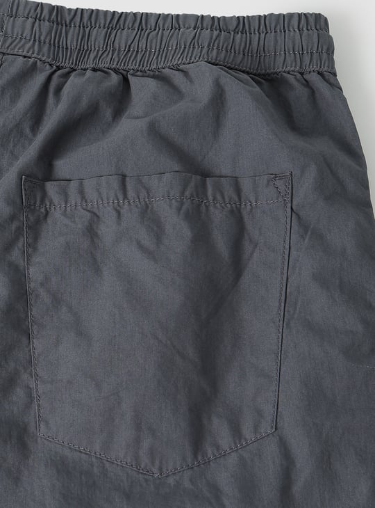 Boys Solid Relaxed Fit Cargo Trousers