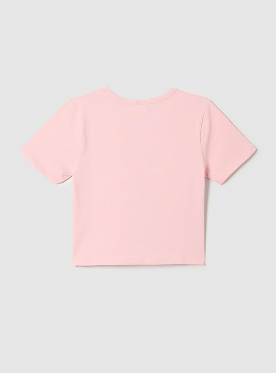 Girls Solid Knit Dress with T-shirt