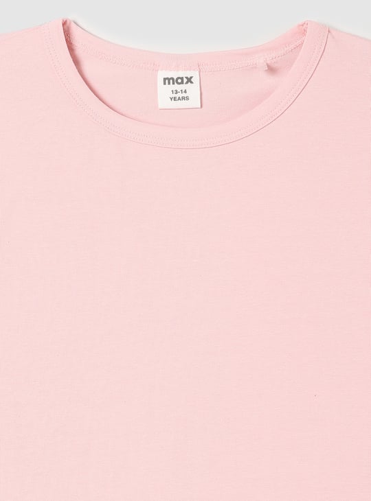 Girls Solid Knit Dress with T-shirt