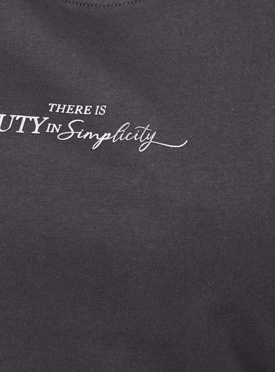 Women Text Embroidered T-shirt