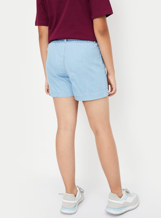 Girls Solid Denim Shorts