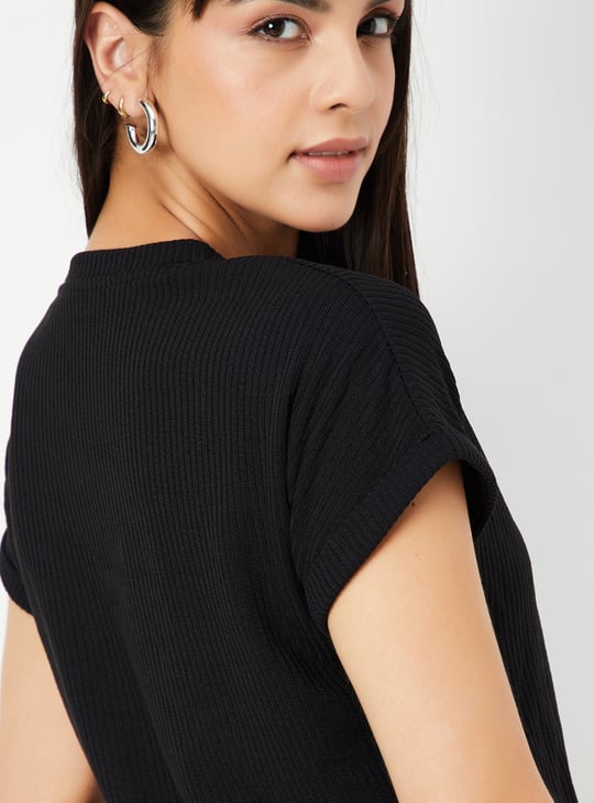 Women Ribbed Knit T-shirt