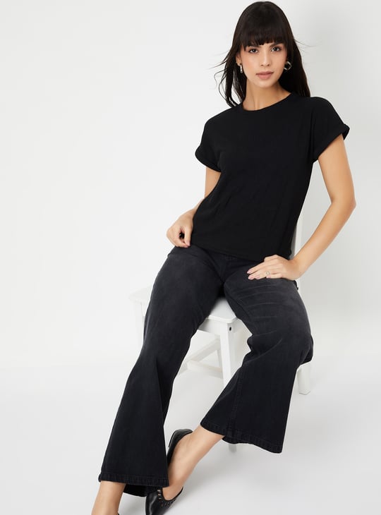 Women Ribbed Knit T-shirt