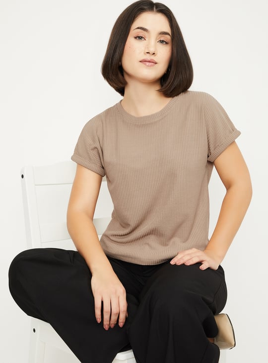 【DEARMINE】Deep Ribbed Knit T-Shirt Cozy Ribbed Knit T-Shirt – EL Tarzy