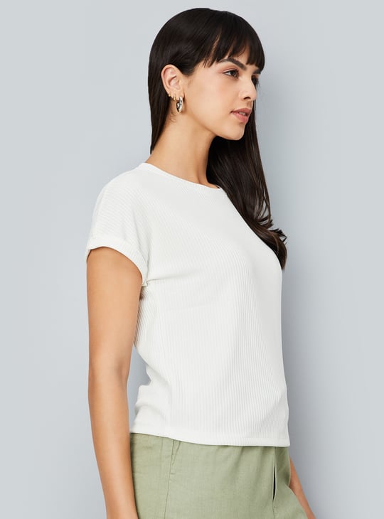Women Ribbed Knit T-shirt