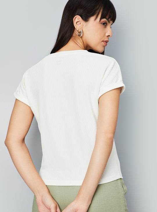 Women Ribbed Knit T-shirt