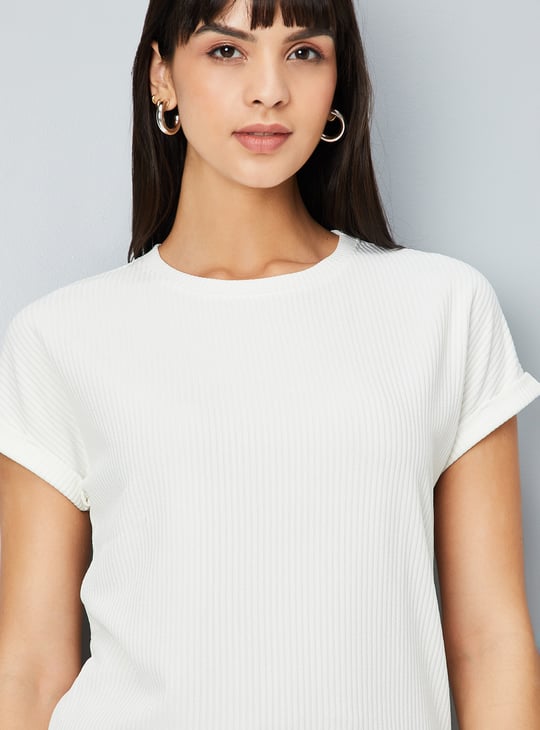 Women Ribbed Knit T-shirt