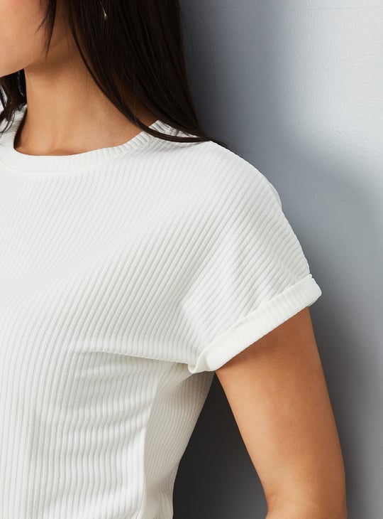 Women Ribbed Knit T-shirt