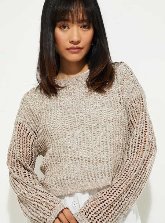 Buy ALAYA F x URB_N Women Open Knit Top Online at just Rs