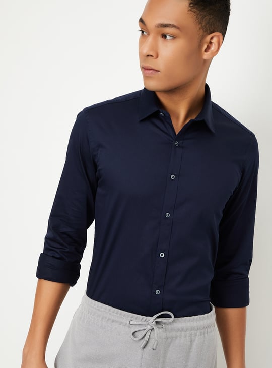 Men Solid Satin Slim Fit Shirt