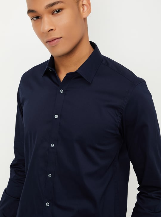 Men Solid Satin Slim Fit Shirt