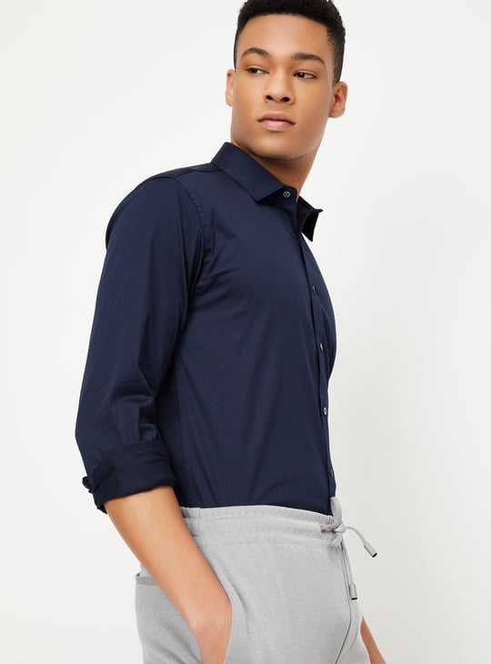 Men Solid Satin Slim Fit Shirt