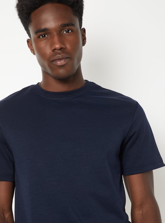 Men Premium Soft Touch Crew Neck T-shirt | Blue | Solid