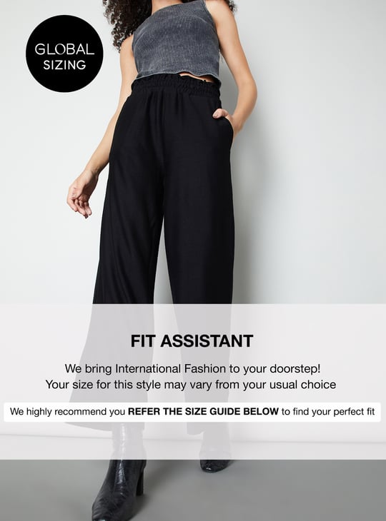 Women Solid Wide Leg Trousers