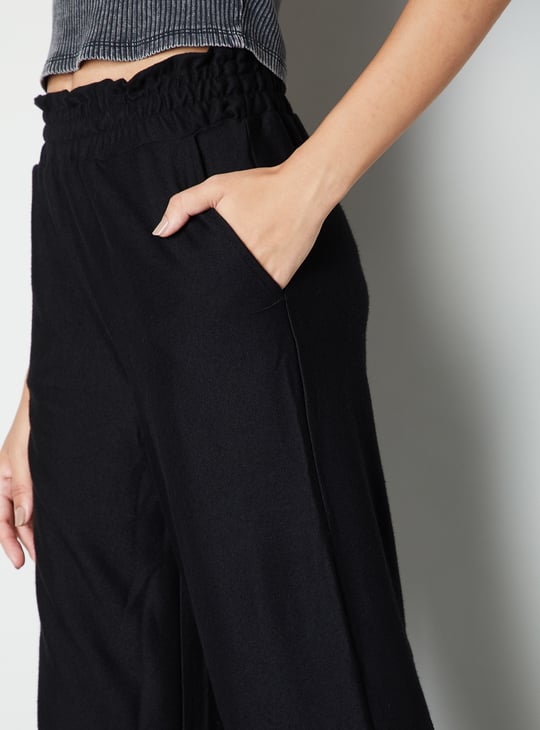 Women Solid Wide Leg Trousers