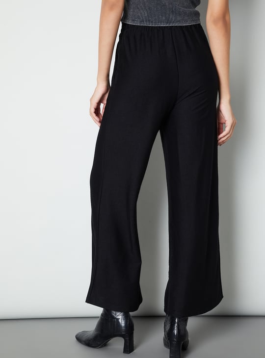 Women Solid Wide Leg Trousers