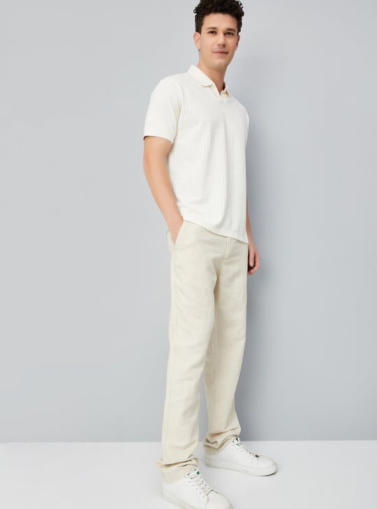Men Solid Slim Fit Linen Chinos
