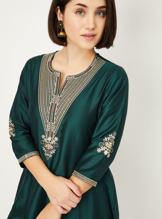 Women Embroidered A-line Kurta Set