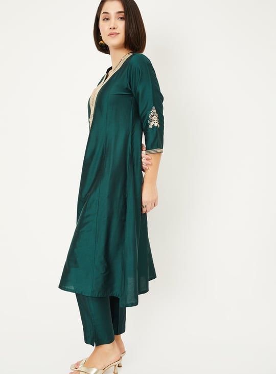 Women Embroidered A-line Kurta Set
