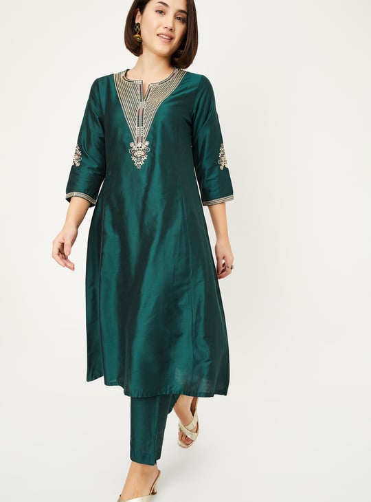 Women Embroidered A-line Kurta Set