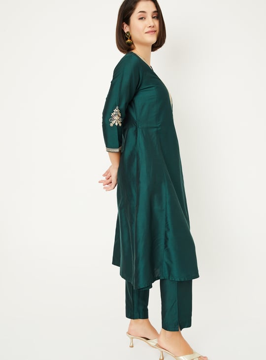 Women Embroidered A-line Kurta Set